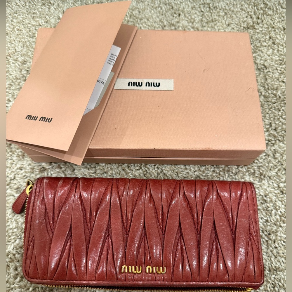 Miu Miu Quilted Red Leather Wallet